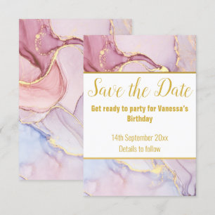 LUXE MARMER PASTEL SAVE THE DATE RSVP KAART