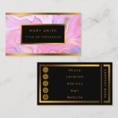 Luxe Marmer Pink Paars Gold Visitekaartje (Voorkant / Achterkant)