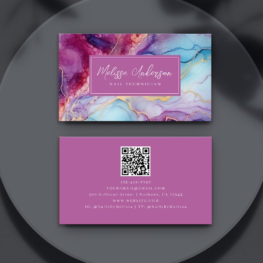Luxe Marmer Roze Goud QR Code Visitekaartje