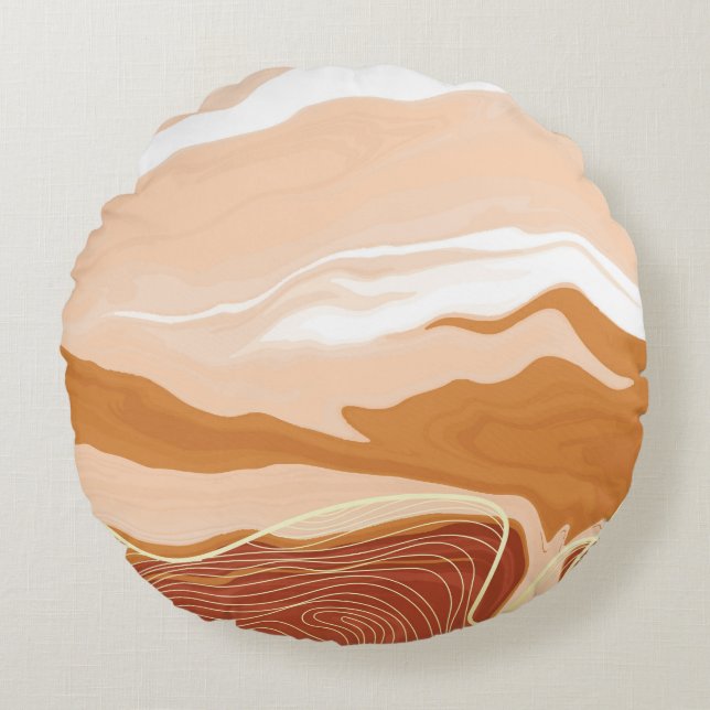 Luxe marmer texture background design. Vloeibaar m Rond Kussen (Voorkant)