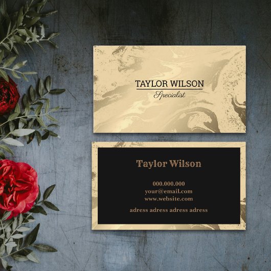 Luxe marmer zwart en goud eenvoudig visitekaartje