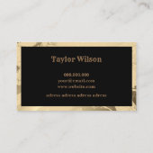 Luxe marmer zwart en goud eenvoudig visitekaartje (Achterkant)