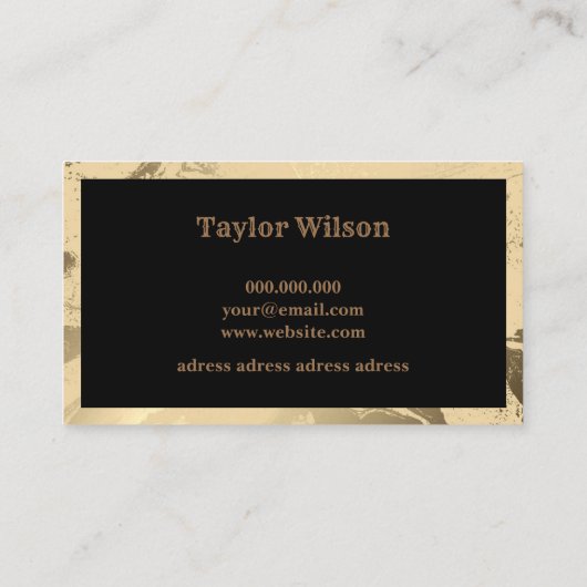 Luxe marmer zwart en goud eenvoudig visitekaartje (Achterkant)