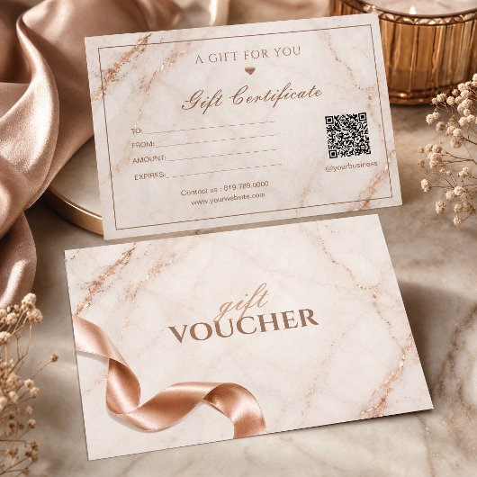 Luxe marmeren cadeaubon | Roze gouden schoonheid