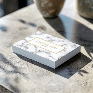 Luxe marmeren effect goud en wit visitekaartje