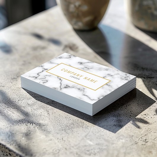 Luxe marmeren effect goud en wit visitekaartje