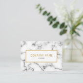 Luxe marmeren effect goud en wit visitekaartje (Staand voorkant)