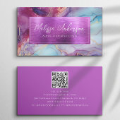 Luxe Marmeren Folie Paarse QR Code Visitekaartje
