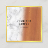 Luxe Marmeren Hout Zwart Goud Elegant Modern Cool Vierkante Visitekaartje (Voorkant)