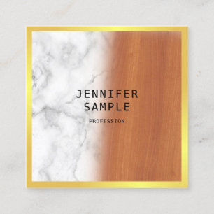 Luxe Marmeren Hout Zwart Goud Elegant Modern Cool Vierkante Visitekaartje