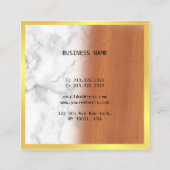 Luxe Marmeren Hout Zwart Goud Elegant Modern Cool Vierkante Visitekaartje (Achterkant)