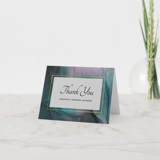 Luxe Marmeren Ink Wash Bedankt met namen (Voorkant)
