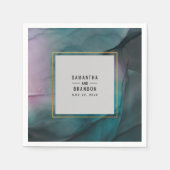 Luxe Marmeren Inkt Wassen Jewel Tones Wedding Servet (Voorkant)