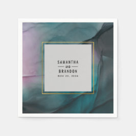 Luxe Marmeren Inkt Wassen Jewel Tones Wedding Servet