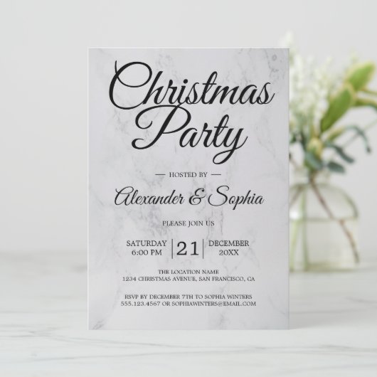 Luxe Marmeren Kerstfeest Kaart (Staand voorkant)