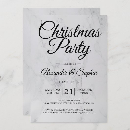 Luxe Marmeren Kerstfeest Kaart (Voorkant / Achterkant)