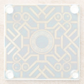 Luxe Marmeren kunst Deco Blauw Goud Griekse Sleute Glazen Onderzetter (Achterkant)