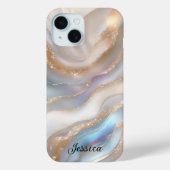 Luxe Marmeren Moeder van Parel Gouden Aderen Monog Case-Mate iPhone Case (Achterkant)