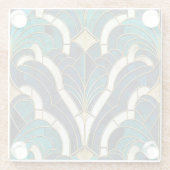 Luxe Marmeren Mozaïek Art Deco Blauw Goud & Blauwg Glazen Onderzetter (Achterkant)