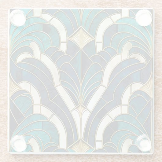 Luxe Marmeren Mozaïek Art Deco Blauw Goud & Turkoo Glazen Onderzetter (Achterkant)