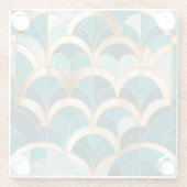 Luxe Marmeren Mozaïek Art Deco Turquoise Blue Gold Glazen Onderzetter (Achterkant)