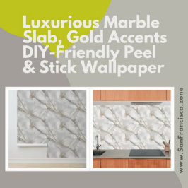 Luxe marmeren plaat, gouden accenten Peel en Stick Behang