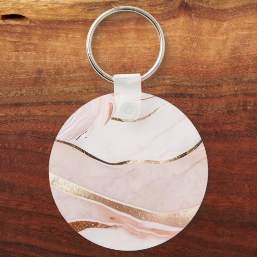 Luxe Marmeren Roos Goud Sleutelhanger (Achterkant)