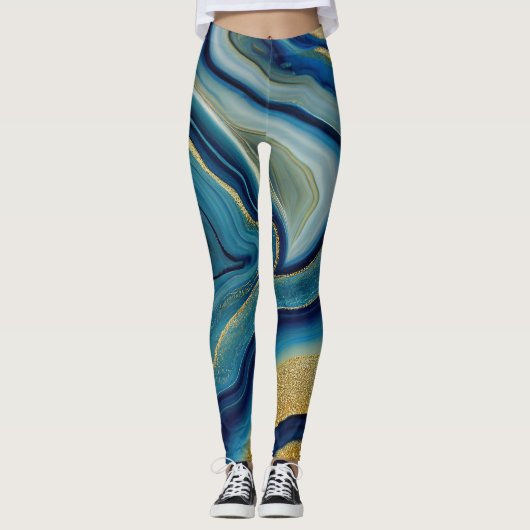Luxe marmeren stroom leggings (Voorkant)