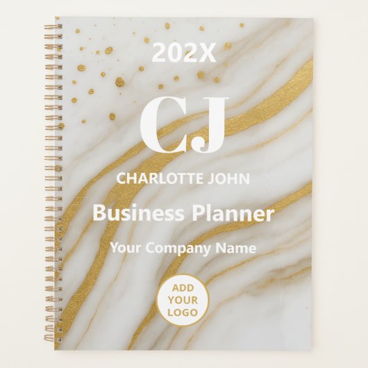 Luxe Marmeren Zakelijk Monogram 2026 Planner (Voorkant)