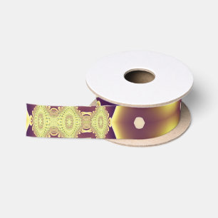 Luxe Marokkaans Goud Paars Abstract Patroon Satijnen Lint
