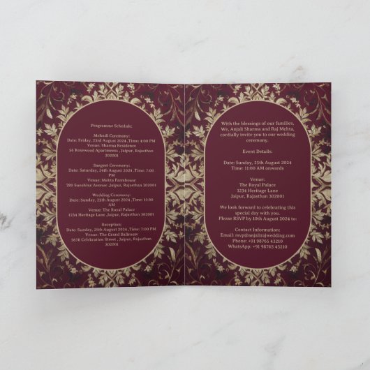 Luxe Maroon en Zilveren Hindoe Indiase bruiloft (Binnen)