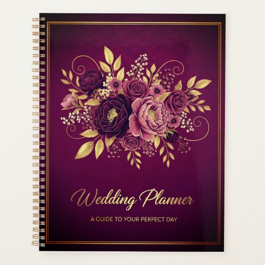 Luxe Maroon & Goud Wedding Planner Boek (Voorkant)