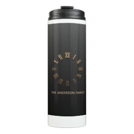 Luxe Mat Zwart & Goud Romeins Cijfer Koffiemok Thermosbeker