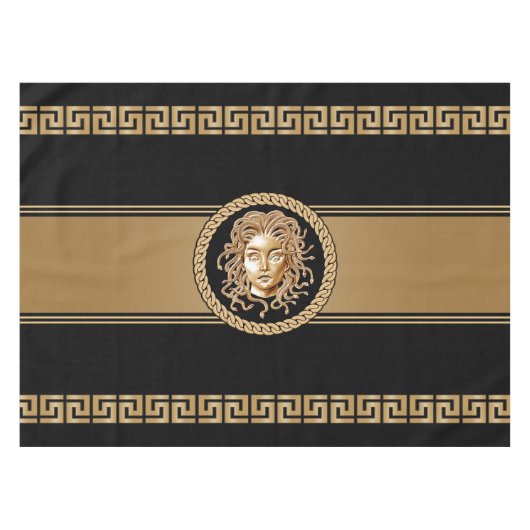 Luxe Medusa Black & Gold Tablecloth Tafelkleed (Voorkant (Horizontaal))