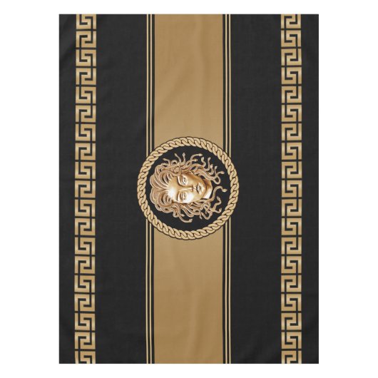 Luxe Medusa Black & Gold Tablecloth Tafelkleed (Voorkant)