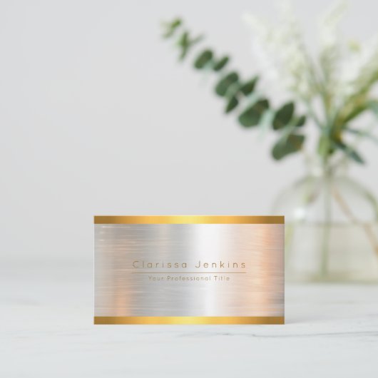 luxe merk geborsteld goud zilver Metallic Gold Visitekaartje (Staand voorkant)