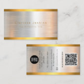 luxe merk geborsteld goud zilver Metallic Gold Visitekaartje (Voorkant / Achterkant)