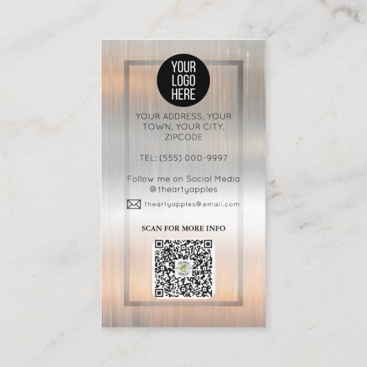 luxe merk geborsteld goud zilver Metallic Gold Visitekaartje (Achterkant)