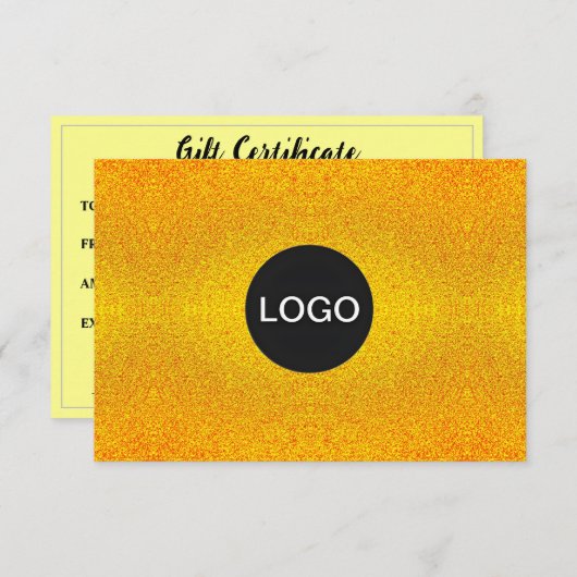 Luxe Merk Logo, Elegant Gouden Cadeaubon (Voorkant / Achterkant)