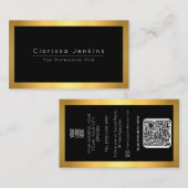luxe merk zwart en goud zilver Metallic Gold Visitekaartje (Voorkant / Achterkant)