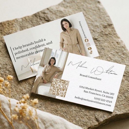 Luxe merkadviseur Elegante QR-code foto Visitekaartje