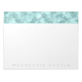 Luxe Mermaid Scales | Aqua Mint Blauwgroen Monogra Notitieblok (Voorkant)