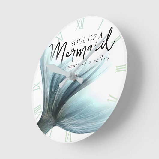 Luxe Mermaid Soul Sailor Mouth | Blauwgroen Aqua B Ronde Klok (Hoek)