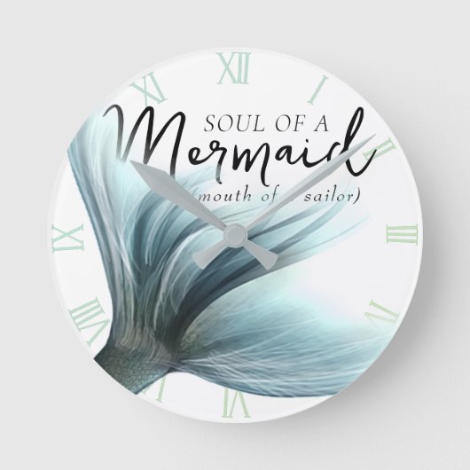 Luxe Mermaid Soul Sailor Mouth | Blauwgroen Aqua B Ronde Klok (Voorkant)