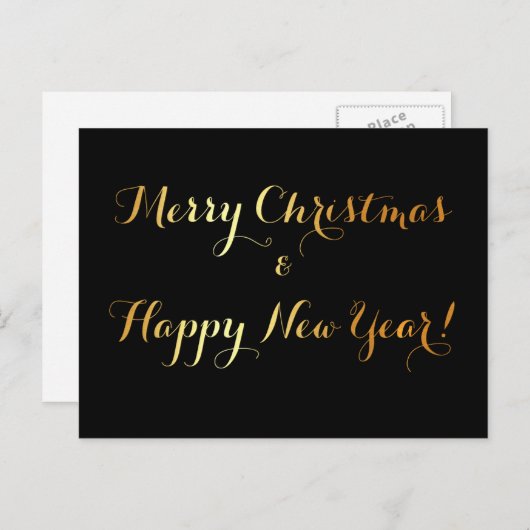 Luxe 'Merry Christmas' in zwart en goud briefkaart (Voorkant / Achterkant)