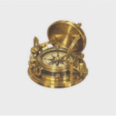 Luxe messing astronomisch kompas sticker donkere a (Voorkant)