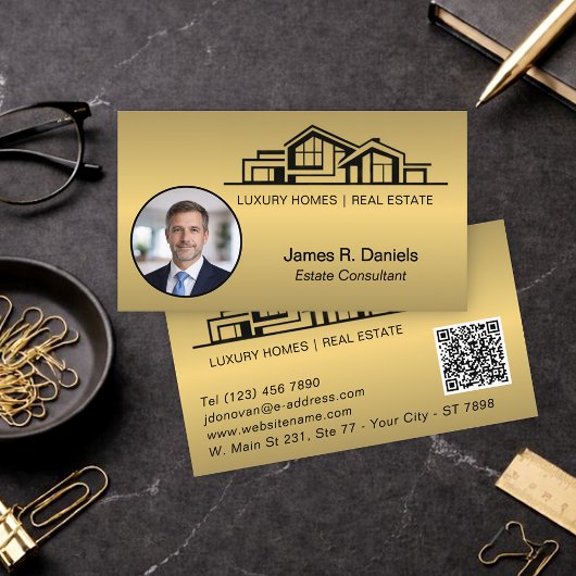 Luxe messing goud vastgoed chic professional visitekaartje