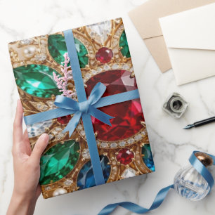 Luxe met juwelen versierd sneeuwvlokje kerstcadeau cadeaupapier