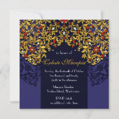 Luxe met juwelen versierde blauwe rode gouden verj kaart (Achterkant)