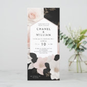 Luxe met juwelen versierde bloemen bruiloft uitnod (Staand voorkant)